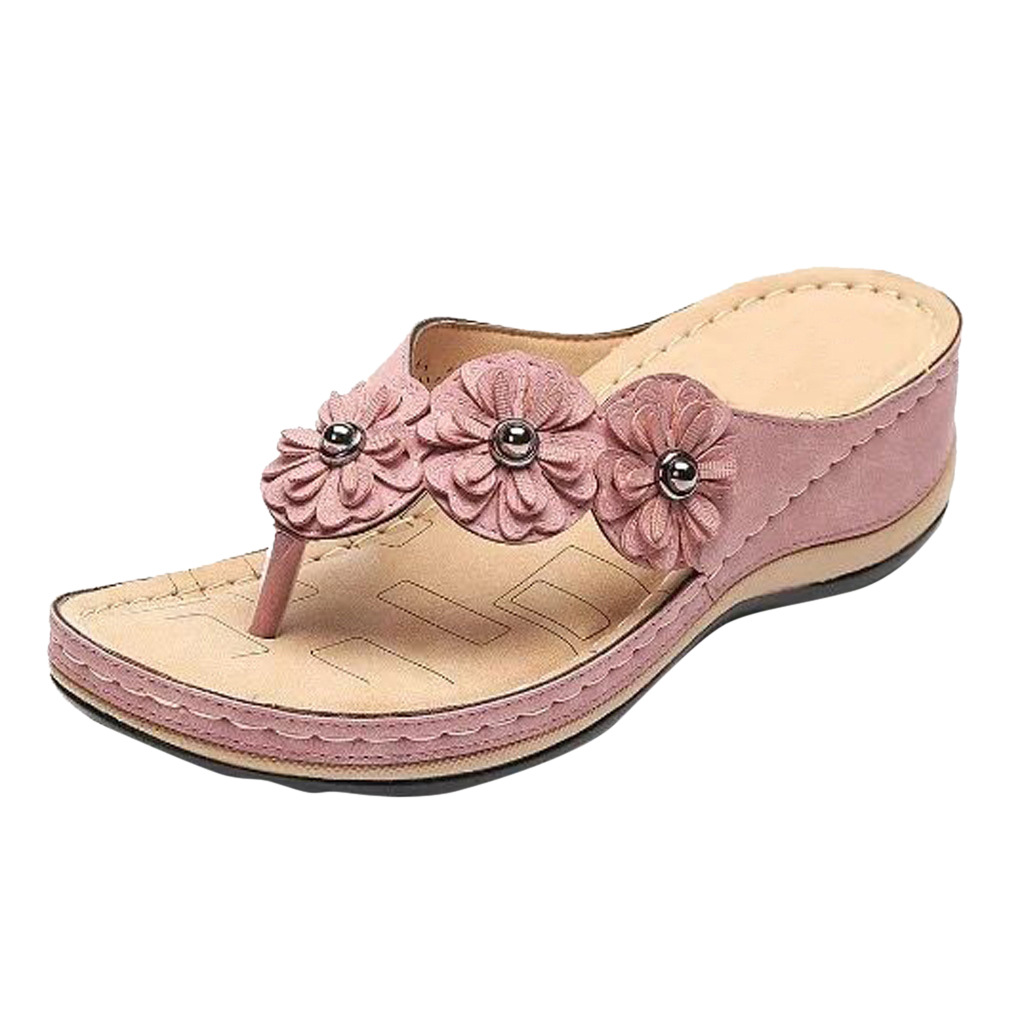 Title 2, Vintage flower round toe casual women sandals, ...