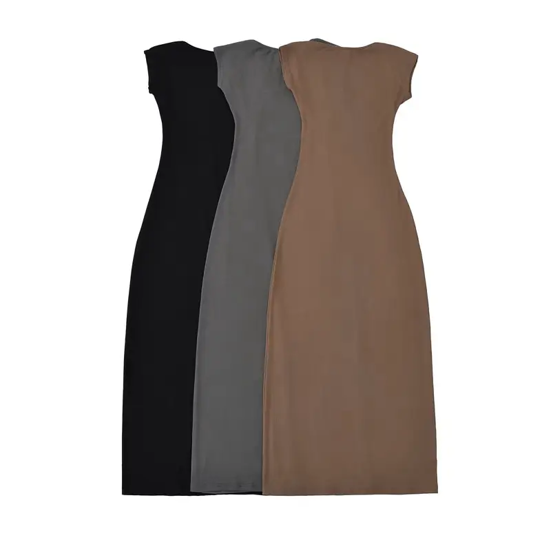 Women's Backless Short Sleeve Dress Slim Fit Sheath Mid-length