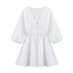 Fashion Hollowed-out Embroidery Mini Dress - View 1