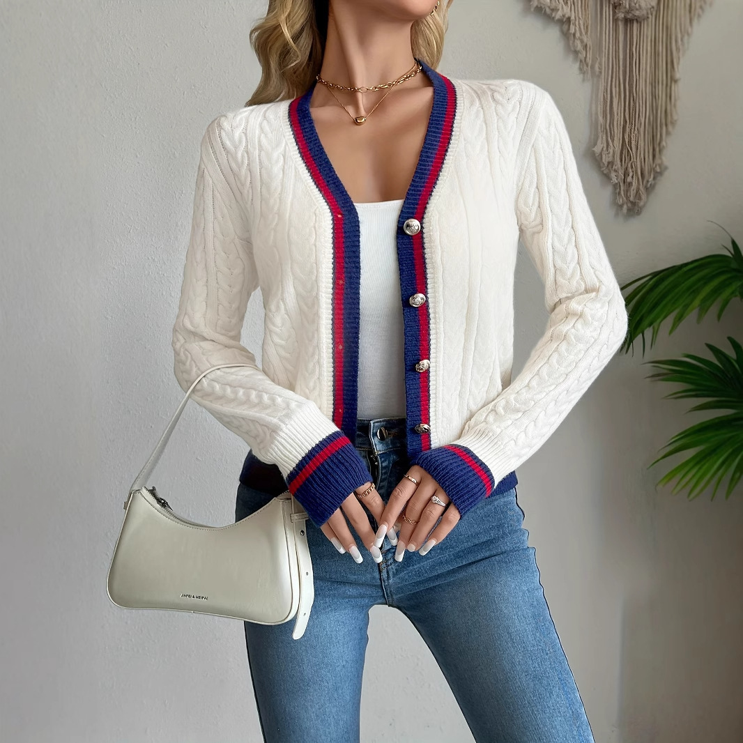 Button Cardigan Elegant Knitted Cardigan Sweater