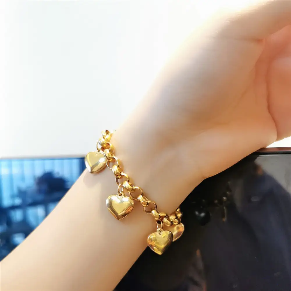 Stainless Steel Love Pendant Ring Chain Tassel Temperamental Bracelet
