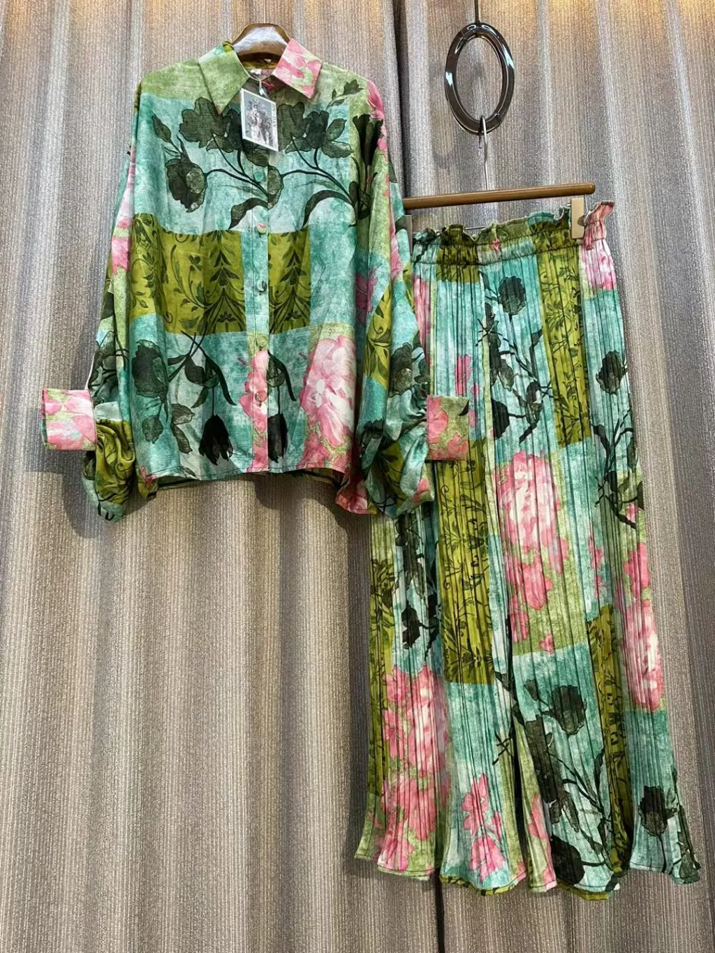 Personalized Printed Shirt Top High Waist Draped Wide Leg Pants Two-piece Set - As Shown In Figure 30 Style-Av
