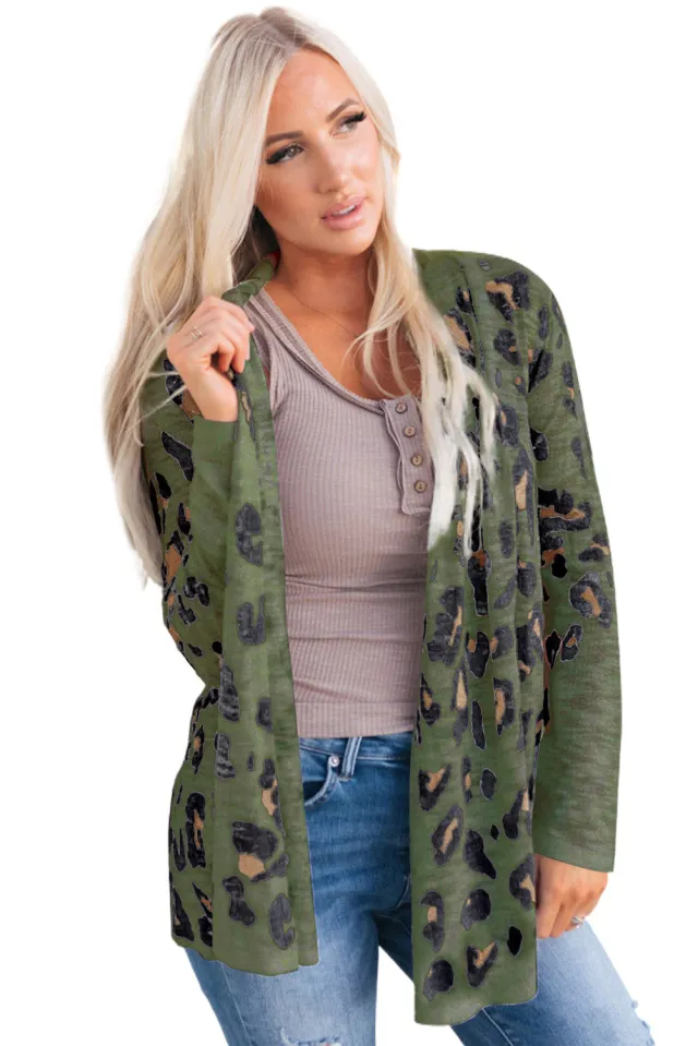 Shiying European And American Cardigan Sweater Women Autumn Print Loose Green - Shop at LoveMi