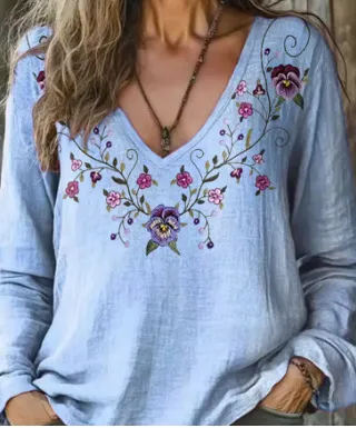 V neck Long Sleeve T shirt Women's Top 31Style 4Xl - Shop at LoveMi
