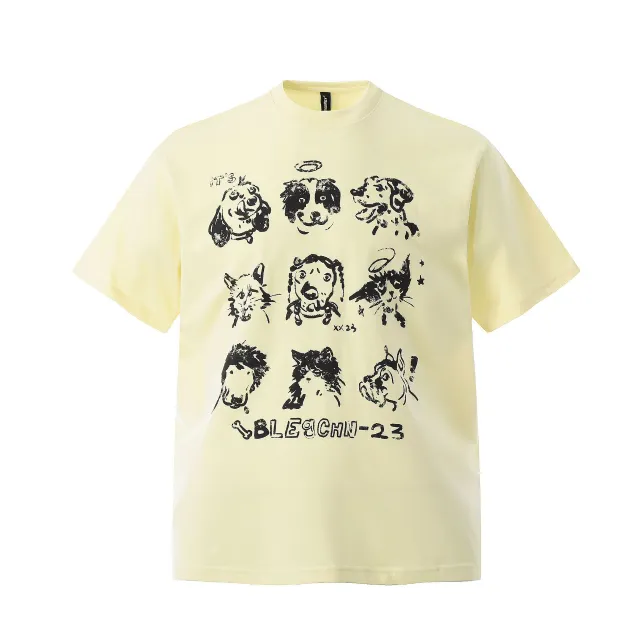 Street Pattern Loose Short Sleeve T shirt Yellow - Shop at LoveMi