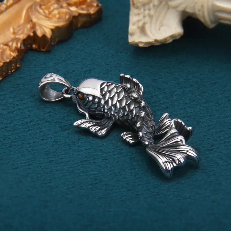 Sterling Silver Fish-leaping-dragon Pendant Unisex Personalized Design