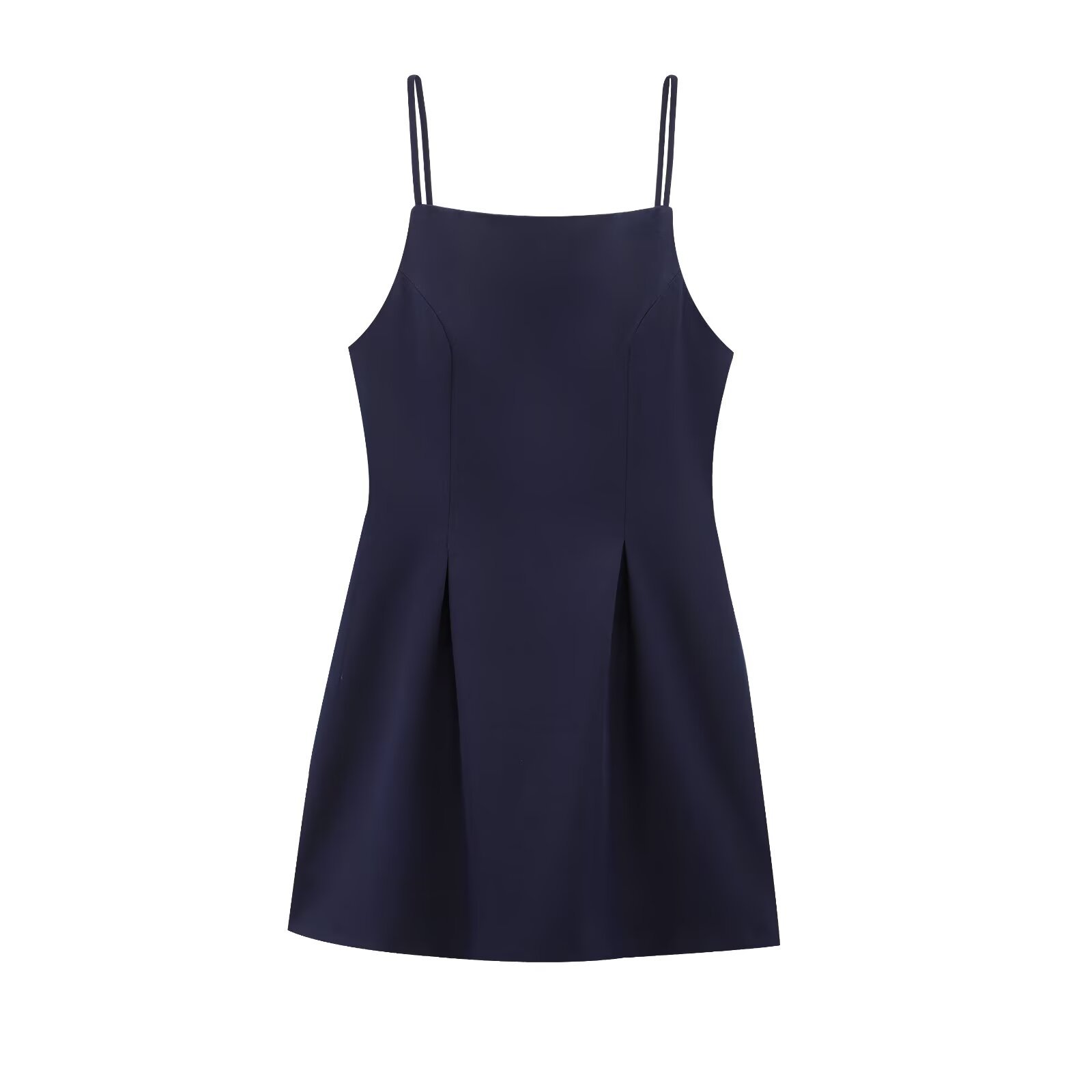 European And American Style Pleated Short Version Dress Navy Blue - Shop at LoveMi