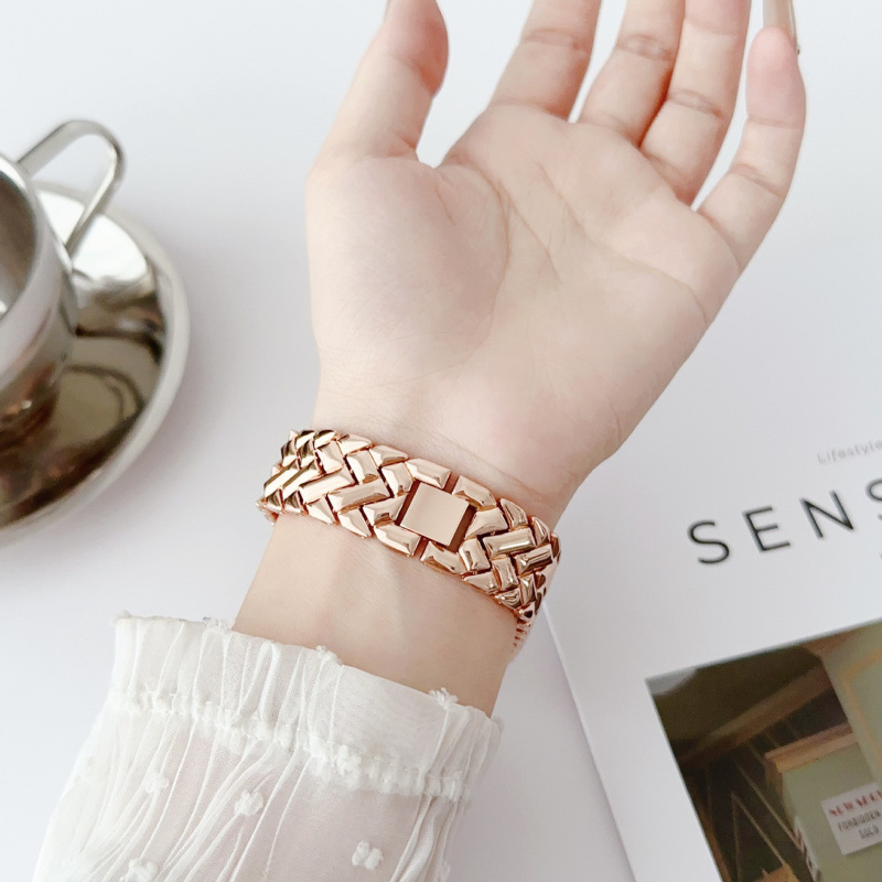 V-shaped Diamond-encrusted Metal Watch Band For Fit 3