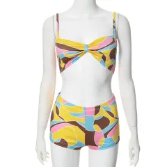 Short Top Female Suspender Shorts Suit - Colour - View 1