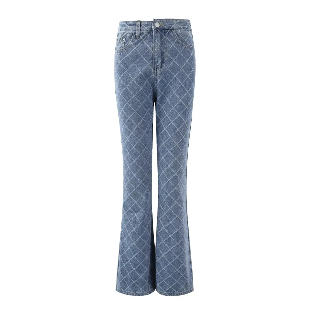 Retro Fashion Denim Boot-cut Pants Women - Blue