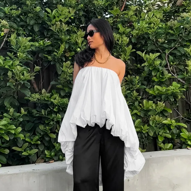 Sexy Off the shoulder Tube Top Irregular Hem Top White - Shop at LoveMi