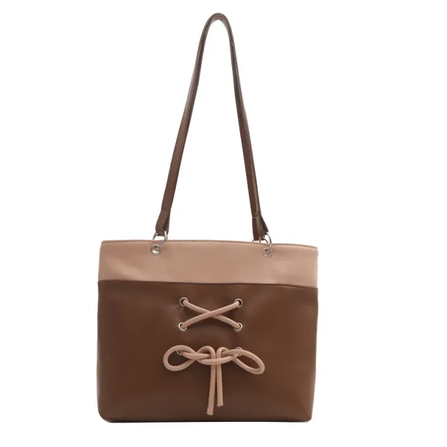 Ins One shoulder Underarm Tote Bag For Work Texture Large Capacity Brown - Shop at LoveMi