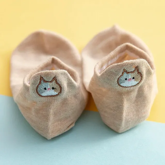 Socks Women's Socks Low Top Shallow Mouth Cotton Cute Japanese Style Cartoon Three dimensional Heel Cat Boat Socks Spring And Summer Isn Fashion ... Khaki - Shop at LoveMi
