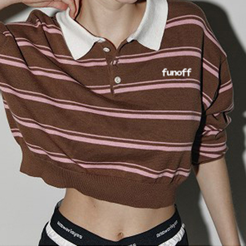 Preppy Style Contrast Color Lapels Waist Slimming Woolen Top For Women