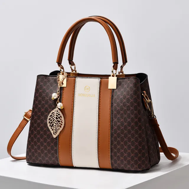 Women's Elegant Contrast Color And Versatile Crossbody Large Capacity Shoulder Handbag Khaki - Shop at LoveMi