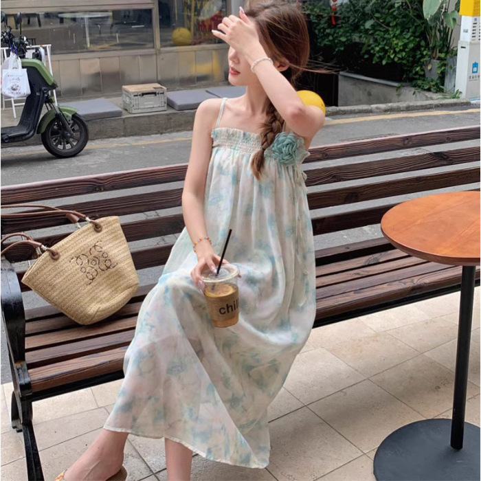 New Style Design Sense Loose Temperament Suspender Skirt Women's Slimming Mid-length Dress