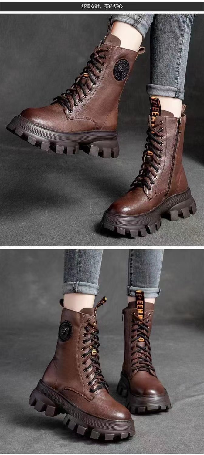 Title 4, Botas de tobillo biker retro Martin de mujer co...