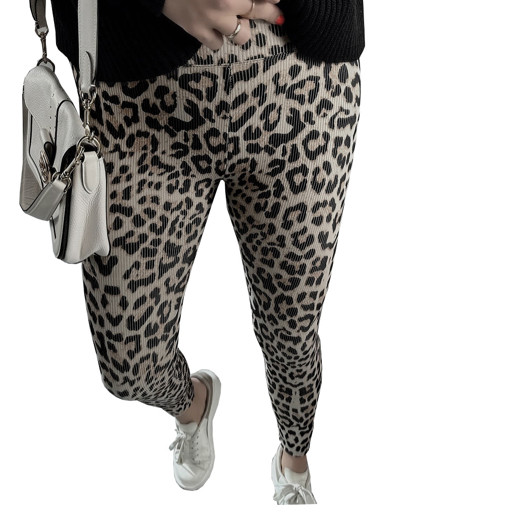 Comfortable High Waist Soft Leopard Print Home Trousers
