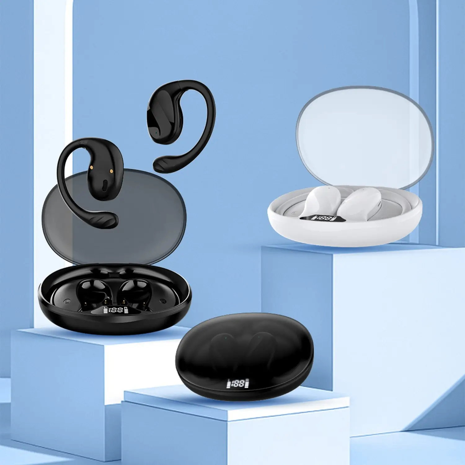 Ear Hook Creative Digital Display Wireless Bluetooth Headset