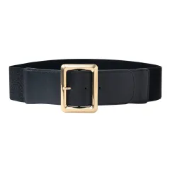 Women's Fashion Waist Girdle Elastic Wide Belt - Black - View 1
