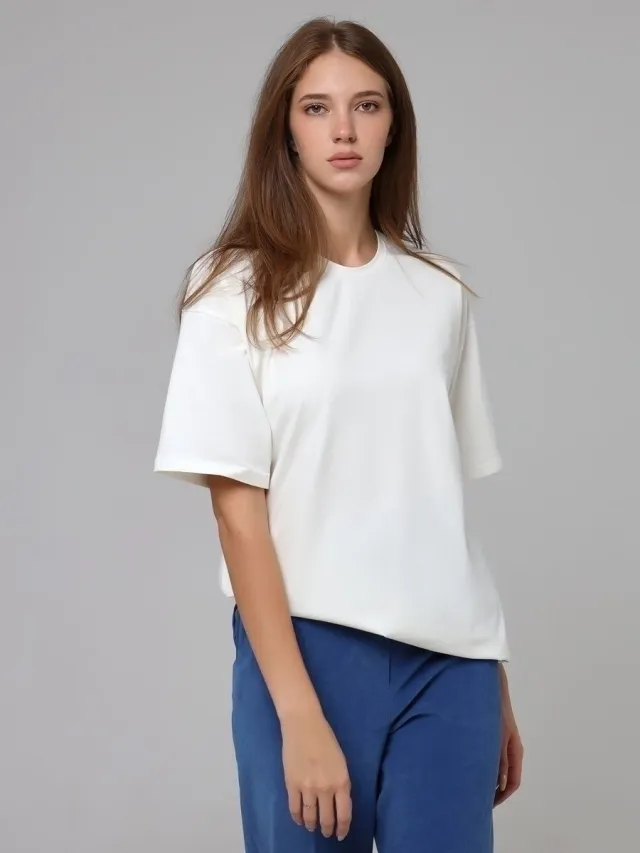 Women's Pure Cotton Short Sleeve T shirt Top White - Shop at LoveMi