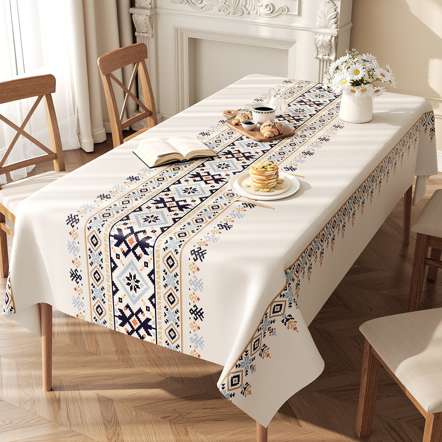 No-wash, Waterproof, Oil-resistant, Ethnic-style Fabric Tablecloth — foto 8