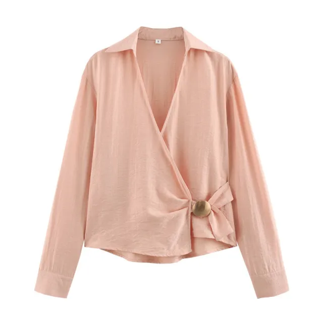 Gold Inlaid Double Breasted Shirt Gold - Shop at LoveMi