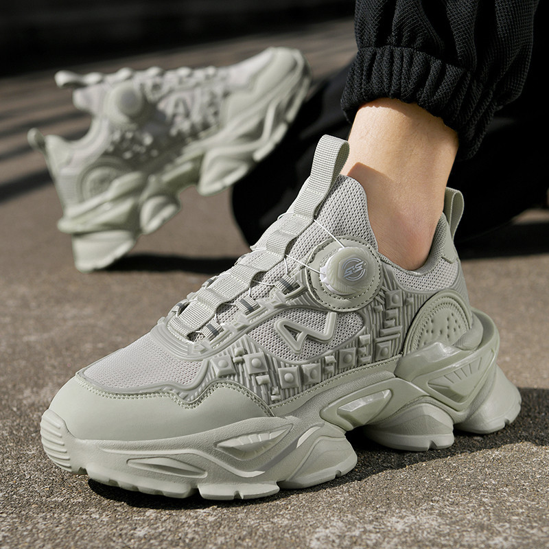 Spring Mens Sneakers With Thick Soles, Height-increasing Design, And Rotating Laces