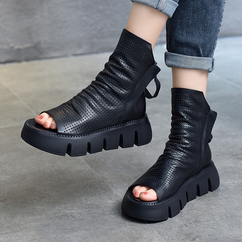 SpringSummer New Arrival Fashionable Thick-Soled Platform Sandals In Cowhide