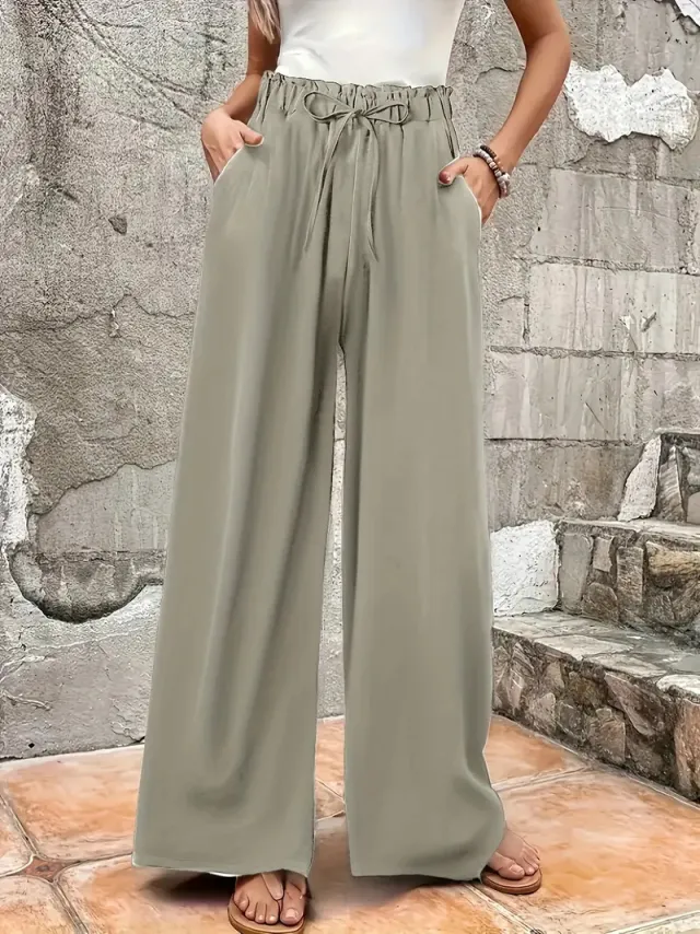 Solid Color Straight Comfortable Drape Graceful Casual Pants Matcha Xl - Shop at LoveMi