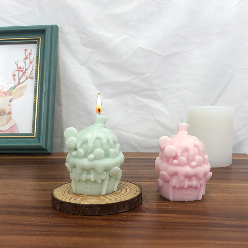 Title 1, Christmas Stereo Sweet House Candle Mould Diy C...