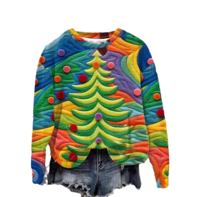 Women's Versatile Christmas 3D Digital Print Sweatshirt Qt03 - Shop at LoveMi