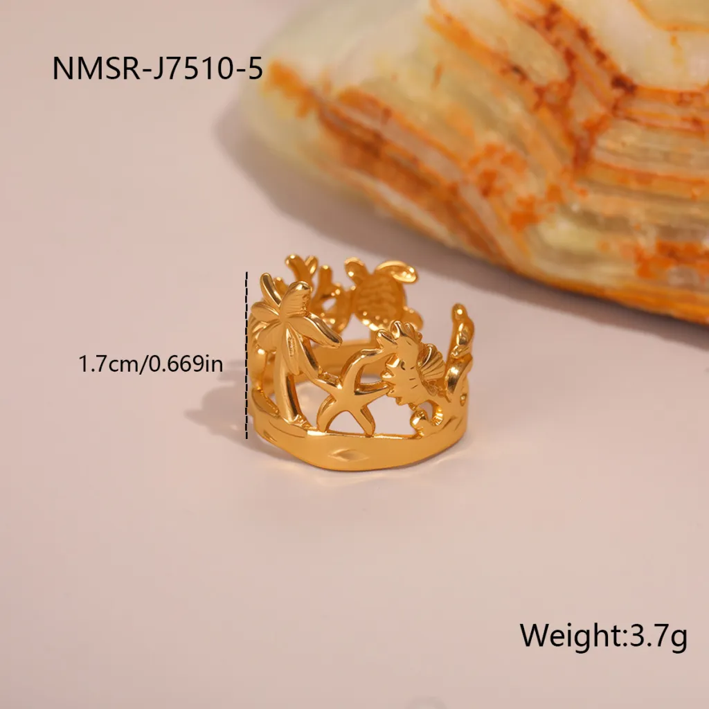 Fashion Geometry Pattern Flower Ocean Ring Open Design Bracelet - Nmsr J7510 5