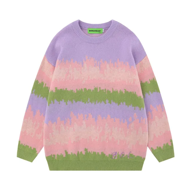 Women's Round Neck Knitted Sweater Purple - Shop at LoveMi