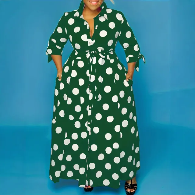 Women's Fashion Personality Dotted Prints Dress Dark Green - Shop at LoveMi
