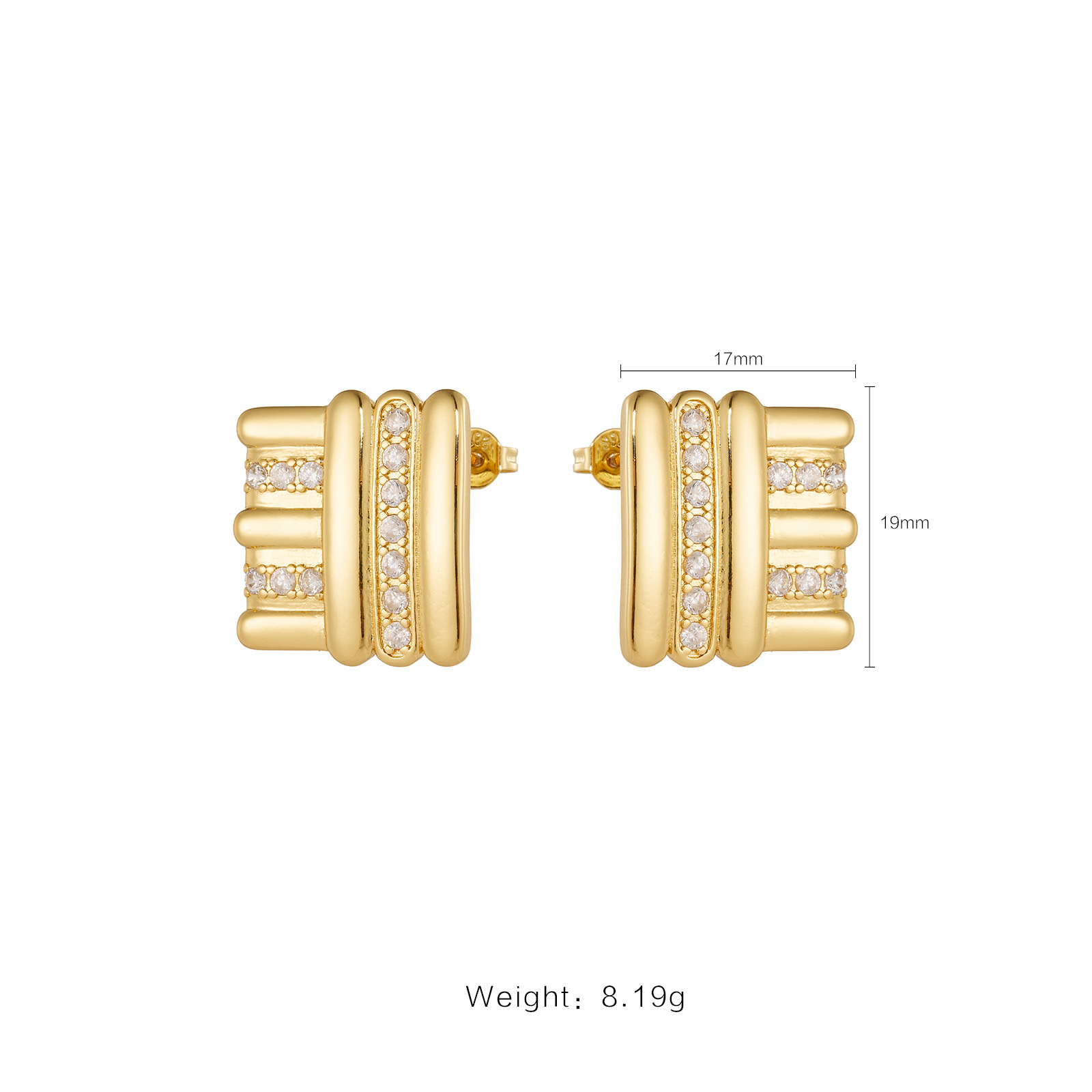 Simple Versatile Zircon Earrings Retro Women