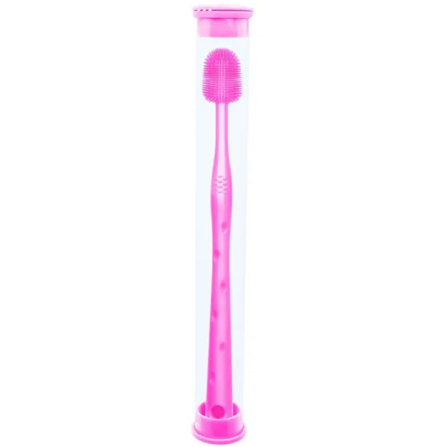 Small Dog Pet Silicone Toothbrush Tooth Cleaning Supplies Pink With Plastic Box - Shop at LoveMi