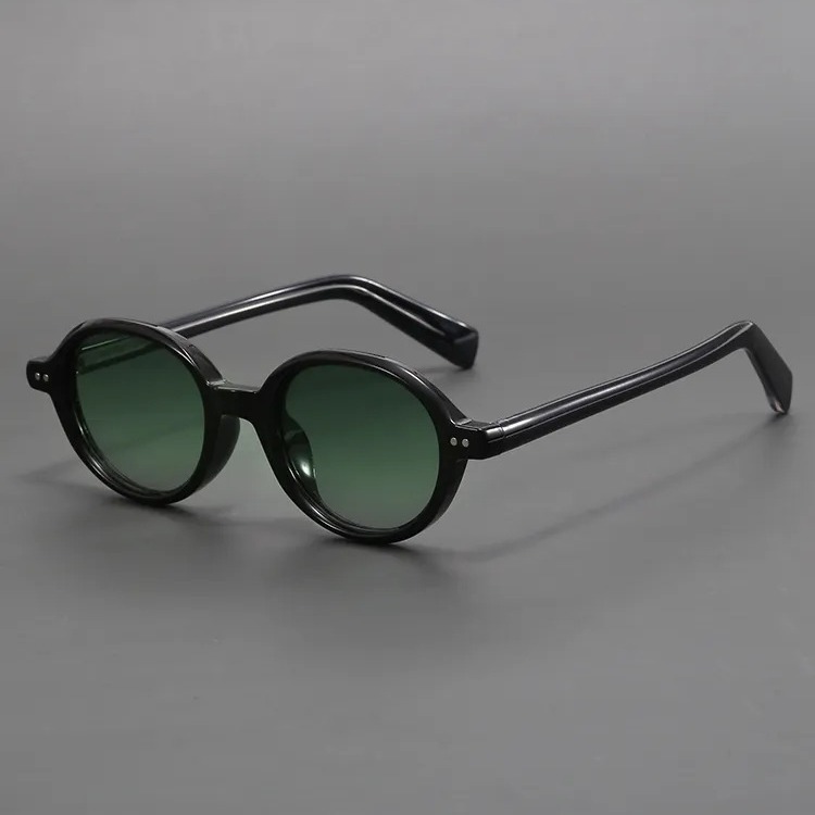 Retro Oval Black Frame Sun Shade Glasses - Image 4
