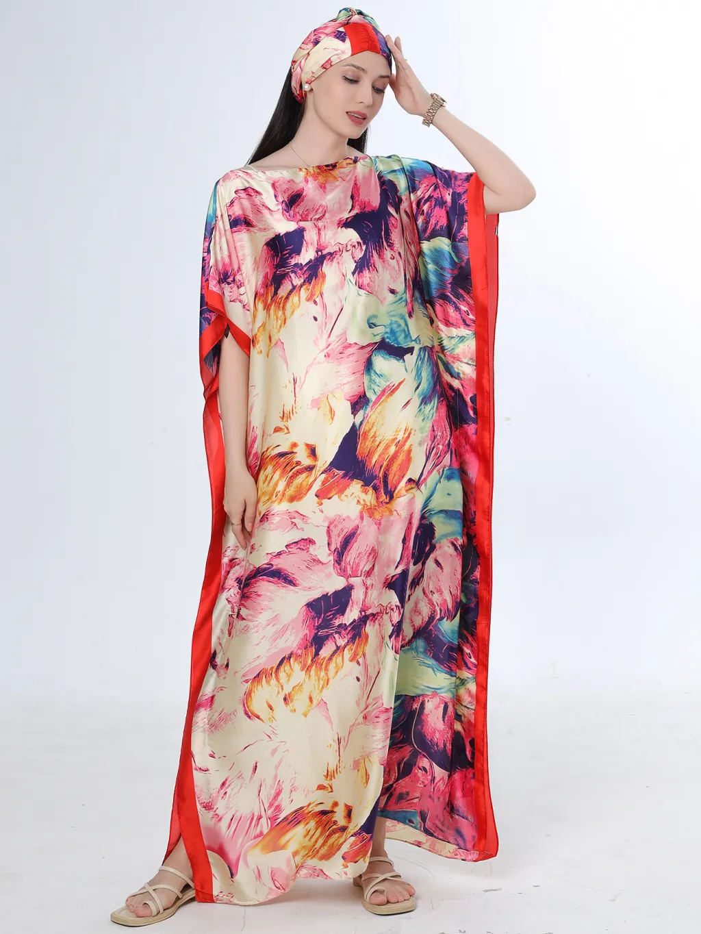 Beach Vacation Silk-like Bikini Blouse - Style 21-90X140Cm