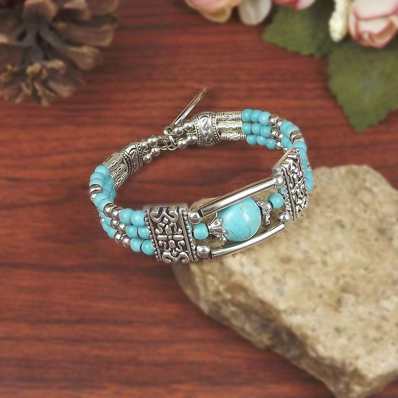 Ethnic-style Vintage Bangle With Exotic Miao Silver Design