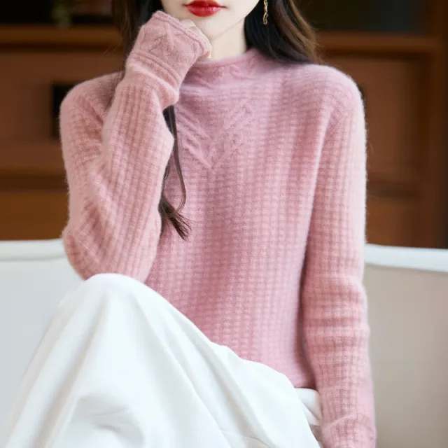 Women's Loose fitting Versatile Knit Pullover Top Pink - Shop at LoveMi