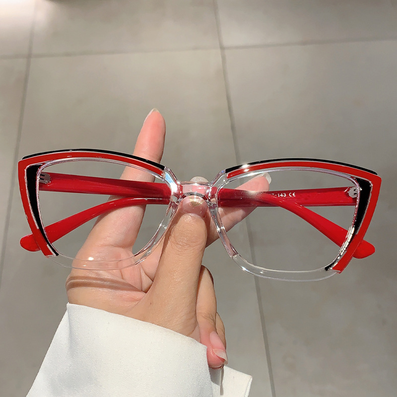 Set Up Anti Blue Light Colorful Cat Eye Flat Light Glasses Frame - Image 7