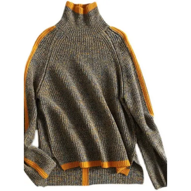 Women's Turtleneck Sweater Thick Retro Autumn Winter Picture Color M - Shop at LoveMi