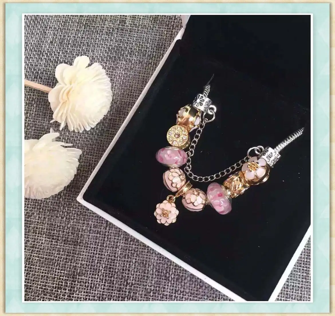 Three Colors Spring Flavor Grass Forest Series European Charm Girls' Bracelet