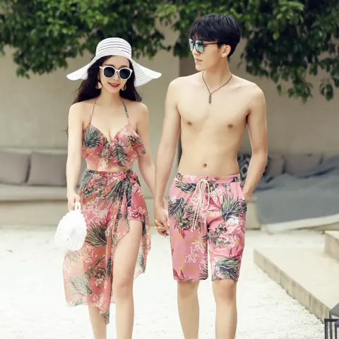 Fashion Sweet Couple Water Park Swimsuit