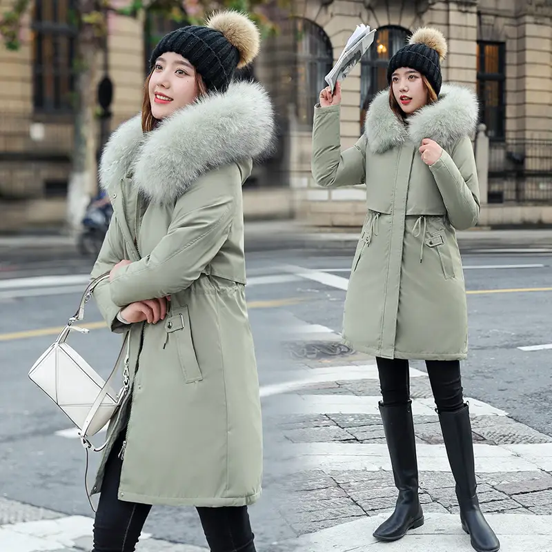 Womens Mid-length Padded Winter Parka Coat