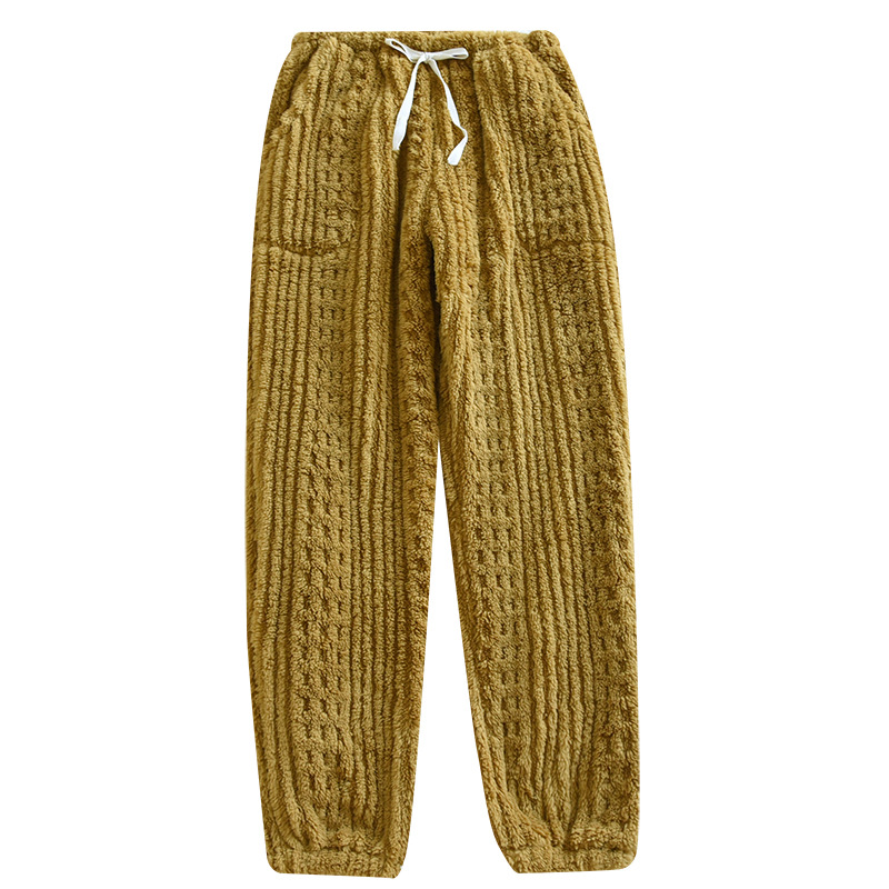 Men's Flannel Thickened Outer Wear Warm Plush Home Pants