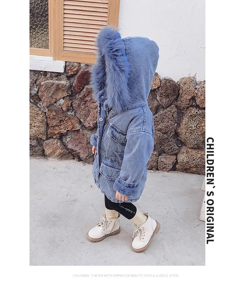 Title 12, Girls denim plus velvet jacket autumn and wint...