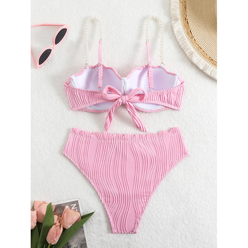 Pearl-strapped Two-piece Swimsuit For Women
