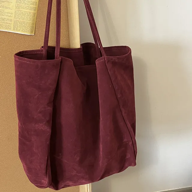 Autumn And Winter Large Capacity Suede Idle Style Shoulder Bag Versatile Handheld Shopping Bag Red - Shop at LoveMi